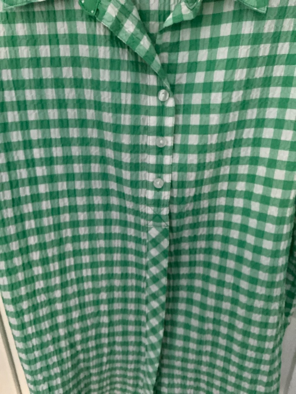 Vintage Green Gingham Button-Up Shirt | Retro Cottagecore Blouse, Size 16 - Picture 4 of 5